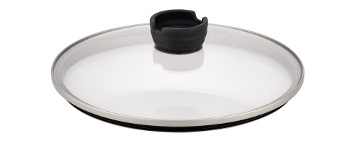 ELO Glasdeckel mit Edelstahl-/Silikonrand und Silikonknopf mit Löffelablage