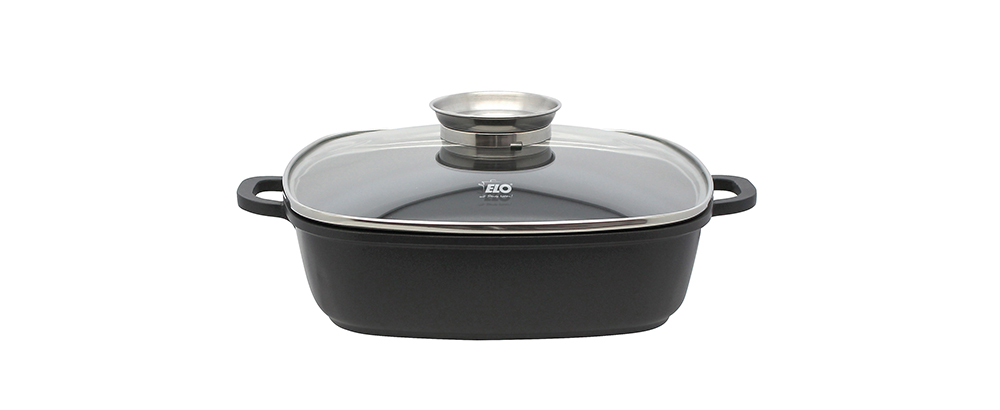 ELO Alucast - Square serving pan with glass lid